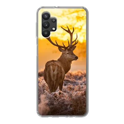 Produktbild von MuchoWow® Handyhülle Schutzhülle Hülle für Samsung Galaxy A32 5G Hirsche - Tiere - Sonnenuntergang - Winter - Heidekraut - Natur Silikon Softcase Handy Hülle - Softcase
