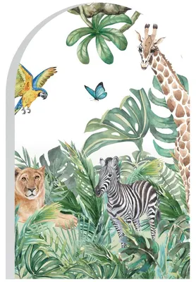 Produktbild von Vorgekleisterte Vliestapete mit großformatigen Wandbildern – Afrikanischer Dschungelbogen – 90 x 60 cm