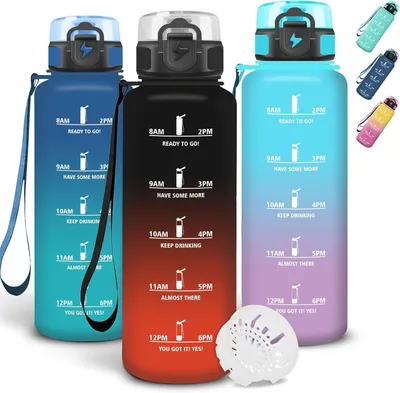 Produktbild von Trinkflasche 1 l, motivierendes Design, auslaufsicher, für Fitness
