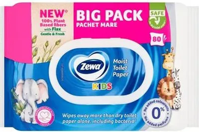 Obrázok produktu pre Vlhčený toaletný papier "Kids", 80 ks, ZEWA 9630