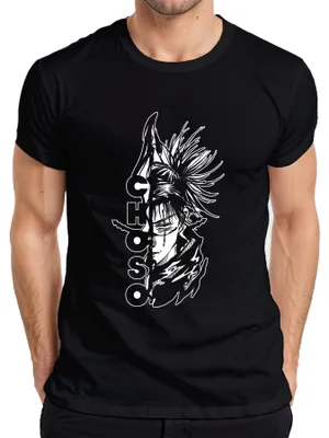 Productafbeelding van Jujutsu Kaisen Choso anime, halfgezicht, manga, bloed, donker, heren T-shirt, zwart, maat M