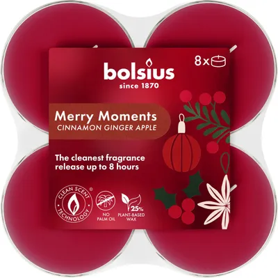 Produktbild von Bolsius Maxilicht Merry Moments 8 Stück