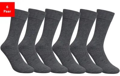 Produktbild von Diabetikersocken Damen & Herren Gesundheitssocken ohne Gummibund & Naht weich druckfrei - Anthrazit 39-42 6 Paar