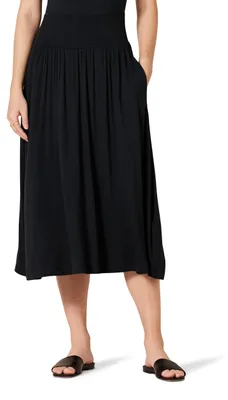 Zdjęcie produktu dla A. Damska midi spódnica z jersey'u, idealna do codziennego noszenia, długość 66 cm, rozmiar S