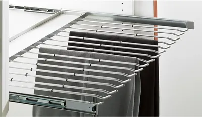 Produktbild von HETTICH Hosenhalter ausziehbar KB 600 mm, Montage Korpusseite, Stahl silber