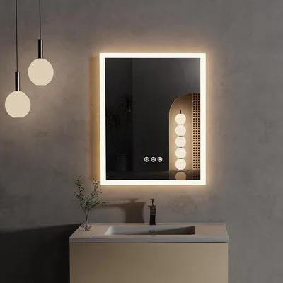 Image de Miroir de salle de bain à LED avec éclairage - intensité réglable, étanche - 1 pièce - 40 x 50 cm