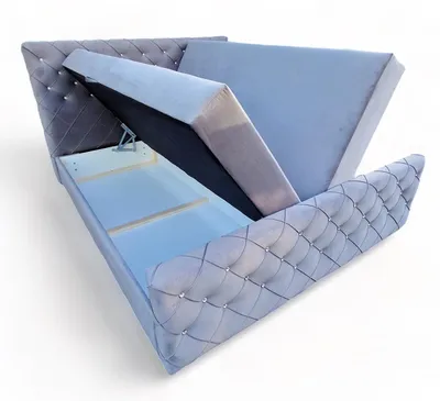 Produktbild von Boxspringbett mit kristallen CARMEN II 140x200 cm Amor Velvet 21 -dunkelgrau Bett mit  Bettkästen und H3 Matratze,Komplett-Set mit Matratze und Topper