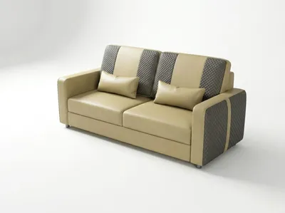 Produktbild von Leder Sofa 2-Sitzer Modern Beige Grau Komfort Couch Design Polstersofa *