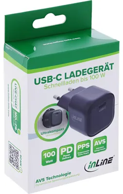 Immagine prodotto di Alimentatore USB-C GaN InLine®, con supporto PD, PPS, AVS, 100 W, colore nero