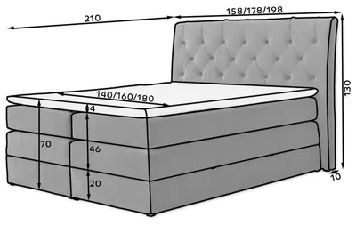 Obrázek produktu pro Boxspringová postel s úložným prostorem 160x200 VORVIRO - černá