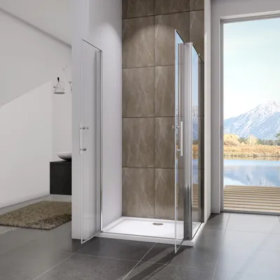 Produktbild von 90x80x195cm Duschkabine Duschabtrennung Schwingtür Duschtür 6mm NANO Glas