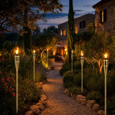 Produktbild von UISEBRT 48x Gartenfackeln Set Lampen Fackeloel Docht 90cm Bambus Ölfackeln für draußen Lampenöl für fackeln Flammen Feuer Party Deko