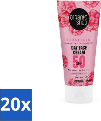 Image de Organic Shop - Protection solaire visage SPF 50 - Peau normale - 50 ml - Pack avantage - 20 pièces