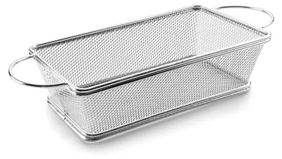 Imagen del producto de Lacor 61055: Cesta rectangular con asas, acero inoxidable, color gris, 21x11x6 cm