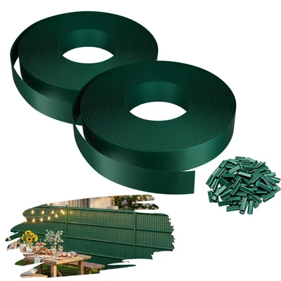 Produktbild von YARDIN PVC Zaunblende Sichtschutzstreifen Gartenzaun Windschutz Sichtschutzmatte Flechtband 35m Grün mit 50 Clips