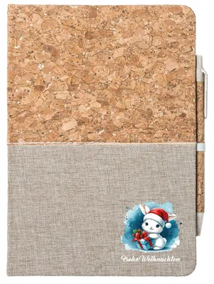 Produktbild von Huuraa Notizbuch A5 Süßer Hase Frohe Weihnachten 80 Blatt inkl. Kugelschreiber Tagebuch Geschenkidee
