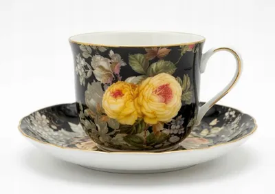 Zdjęcie produktu dla Filiżanka Porcelanowa Kwiaty Róże Duża 400ml w kwiaty ze spodkiem