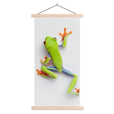 Produktbild von MuchoWow® Textilposter Frosch - Tiere - Grün 60x120 cm mit holzfarbenen Rahmen - Holz