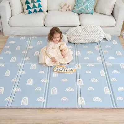 Productafbeelding van Montessori speelmat, opvouwbaar en dubbelzijdig, 180 x 200 cm, waterdicht, geschikt voor peuters