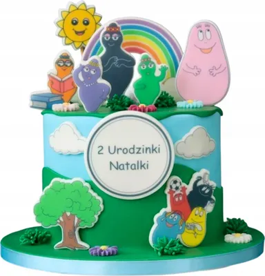 Zdjęcie produktu dla Sweetfanaberia| Zestaw do dekoracji tortów BARBAPAPA - 16 elementów - Kolorowe figurki - Jadalne dekoracje tortów