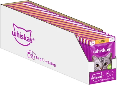 Produktbild von Whiskas 1+ Katzenfutter Hühnchen Gelee 28x85g Nassfutter für ausgewachsene