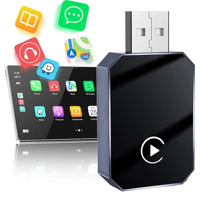 Produktbild von 2 in 1 Car Wireless Adapter, CarPlay Plug and Play Adapter für iPhone und Android, latenzfrei automatisch Auto Adapter