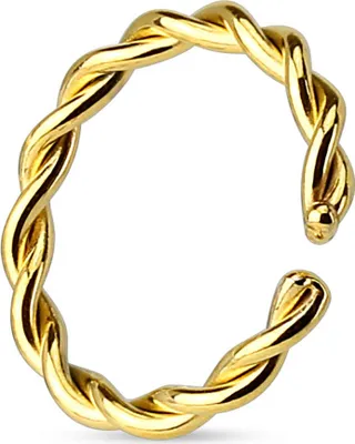 Produktbild von viva-adorno 0,8 x 8mm Nasenpiercing Nasenring Septum Helix Fake Piercing Septum Ring geflochten gedreht Chirurgenstahl Z517,gold