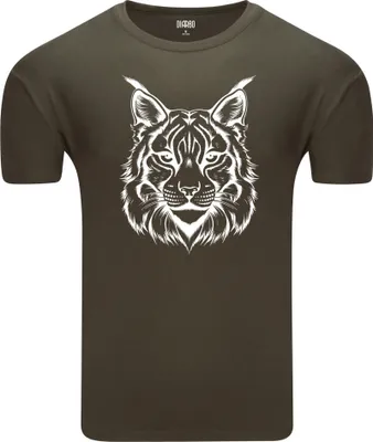 Produktbild von Diarbo Herren T-Shirt mit Tierliebhaber Druck Luchskopf Grün Gr.XL