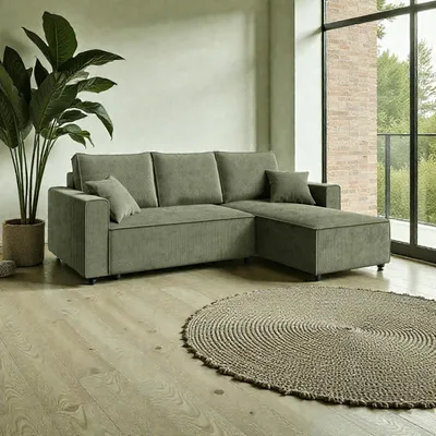 Produktbild von FurMeb24 ECKSOFA mit Schlaffunktion und bettkasten ALCOS L 232 cm × 143 cm × 85 cm Stoff POSO 47