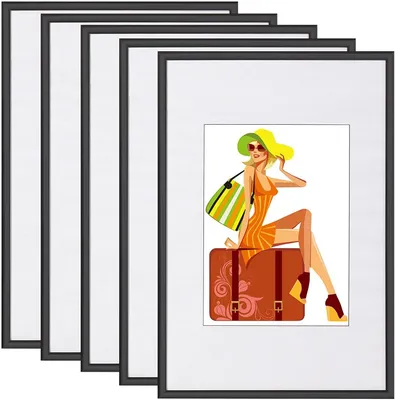 Produktbild von 5-teiliges Set Kunststoff-Fotorahmen A4 | Schwarz | 21x29,7 cm