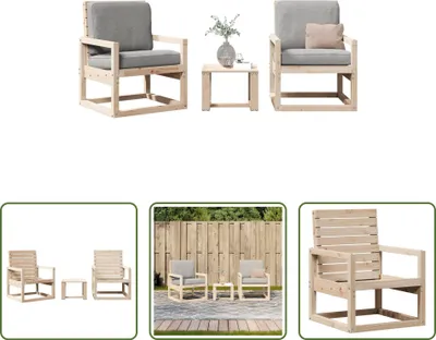 Produktbild von The Living Store 3-tlg. Garten-Lounge-Set Massivholz Kiefer