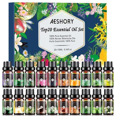 Produktbild von Ätherische Öle Set 20 x 10 ml Naturrein für Diffuser Aromatherapie Seifen Kerzenherstellung