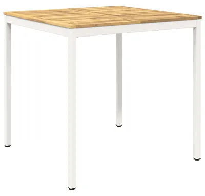 Imagen del producto de vidaXL: Mesa de jardín blanca, 110 x 108,5 x 105 cm, madera maciza de acacia