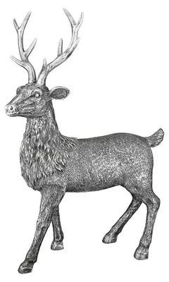 Produktbild von Gilde Figur, Hirsch, Kunstharz, silberfarben, VE 2, L. 10 cm, B. 23 cm, H. 36.5 cm 51441 4063387514412
