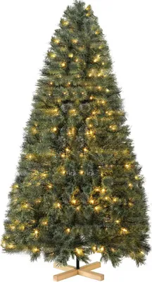 Immagine prodotto di Albero di Natale artificiale 210 cm – Spar – Con illuminazione a LED – Rami realistici in PVC – Con supporto in legno