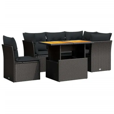 Produktbild von vidaXL 5-tlg. Garten-Sofagarnitur mit Kissen Schwarz Poly Rattan