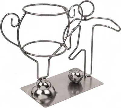 Image de Étagère métallique pour trophées de football - Motif footballeur - Amateurs de sport - Amateurs de vin - 30 x 10 x 20 cm
