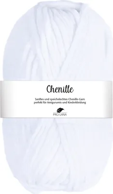 Produktbild von Pro Lana CHENILLE 100 g samtig weich und stabiles Chenille Garn 110 m Farbe 001 - weiß