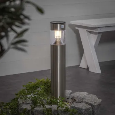 Zdjęcie produktu dla Star Trading Bollard Marbella, Oświetlenie zewnętrzne ścienne, Stal nierdzewna, IP44, Fasada, Czujnik ruchu, Czujnik zmierzchu, 1 szt.