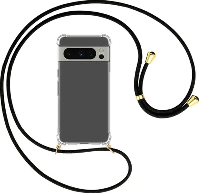 Produktbild von Handykette Backcover-Schutzhülle mit Band (Metall goldfarben) für Google Pixel 8 Pro (6.7'') - schwarz