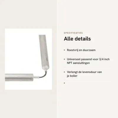 Image de Anode en magnésium pour systèmes d'eau - Durable - Polyvalente - Facile à installer - Compatible avec les raccords 3/4 pouce NPT - Pour chauffe-eau - Tige d'anode
