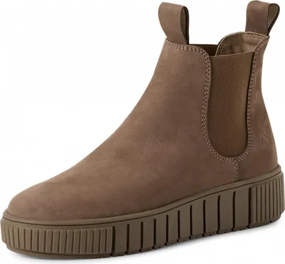 Zdjęcie produktu dla Damskie skórzane botki Chelsea Taupe marki TAMRIS COMFORT w rozmiarach od 36 do 41