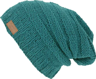 Produktbild von Baumwoll Beanie, Handgestrickte Dread Head Mütze, Nepalmütze - Petrol, Uni, Blau, Baumwolle, Hüte, Mützen