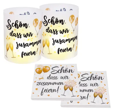 16 Windlichter + 40 Servietten Tischdeko Geburtstag
