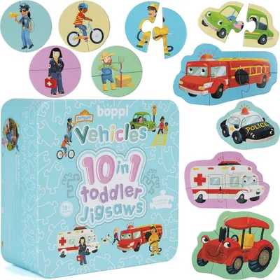 Zdjęcie produktu dla Puzzle progresywne Maluch 10 w 1, Boppi - Pojazdy