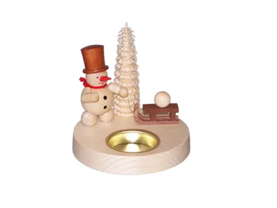 Produktbild von Tischdekoration Kerzenhalter Schneemann mit Schlitten BxHxT 10x10,5x10cm NEU