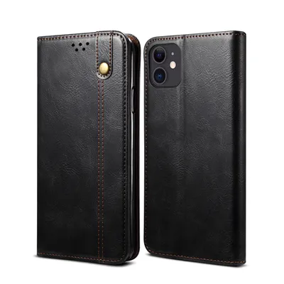 Obrázek produktu pro Pouzdro pro iPhone 11, kožené flip pouzdro peněženka s funkcí stojánku černé