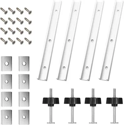 Produktbild von T-Groefrails 400 mm mit Gleitblöcken und Handgriffen für Holzbearbeitung