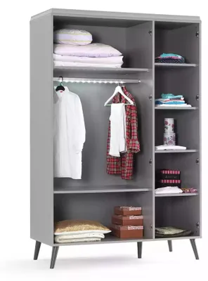 Produktbild von Jugendbett Schlafzimmermöbel Holzbett Komplette Bett Grau Set 5tlg