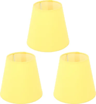 Image de abat-jour en tissu 3pcs Innovative E14 Intervention Type Abat-jour en tissu moderne Cache-poussière pour chambre à coucher Jaune